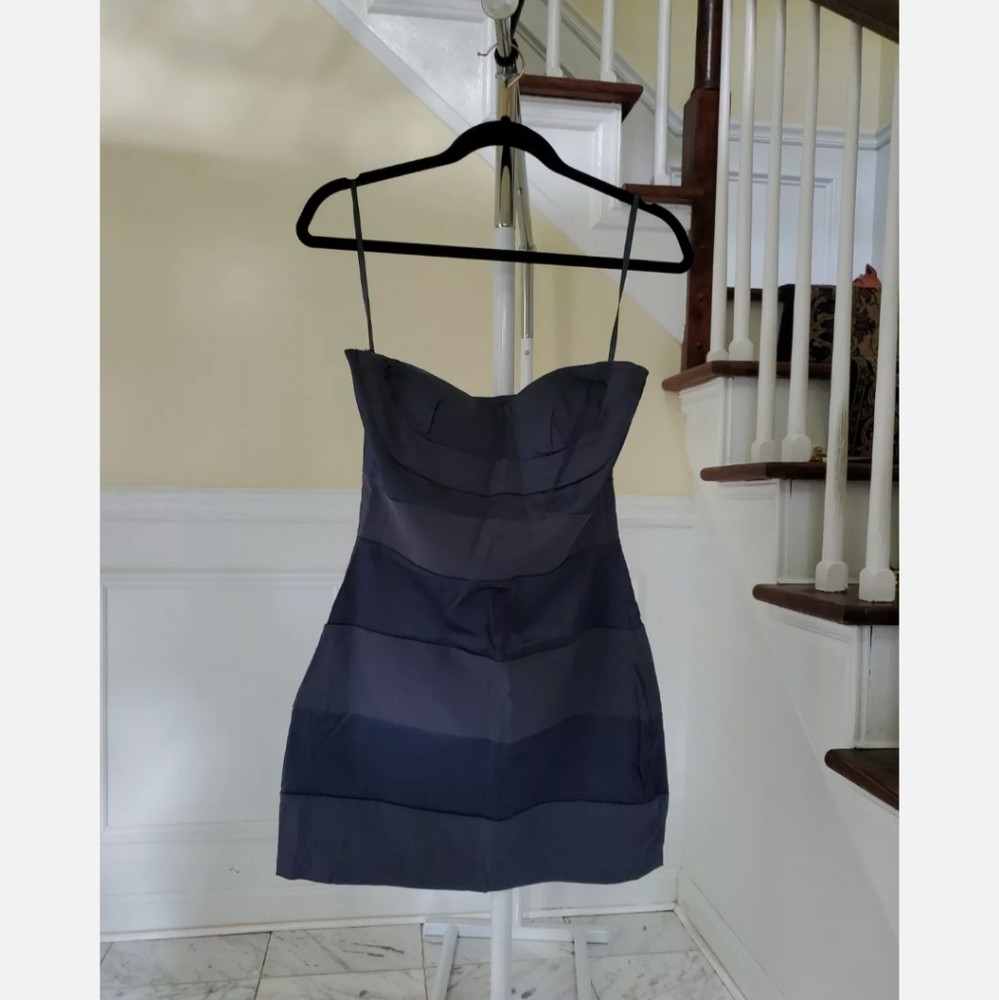 De Rosette Gray Bodycon Dress Strapless Sweetheart